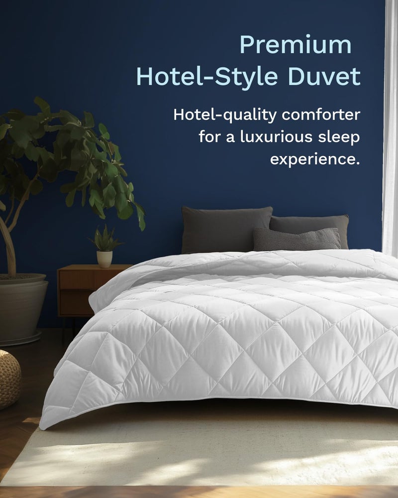 ViscoSoft Microfiber All Seasons Down Alternative Quilted Comforter - Cooling Breathable Premium Soft Reversible Microfiber Duvet Blanket, White, Full - Image 2